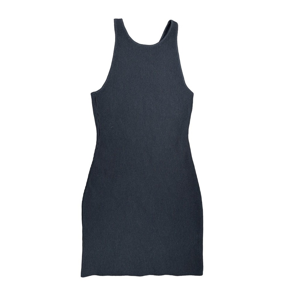 Babaton Knit‎ Mini Dress Womens Medium Black Excellent Ribbed Racerback 97387